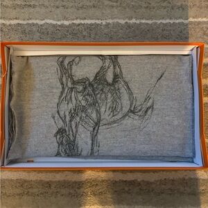 Hermes Cashmere Scarf with Horse Sketch